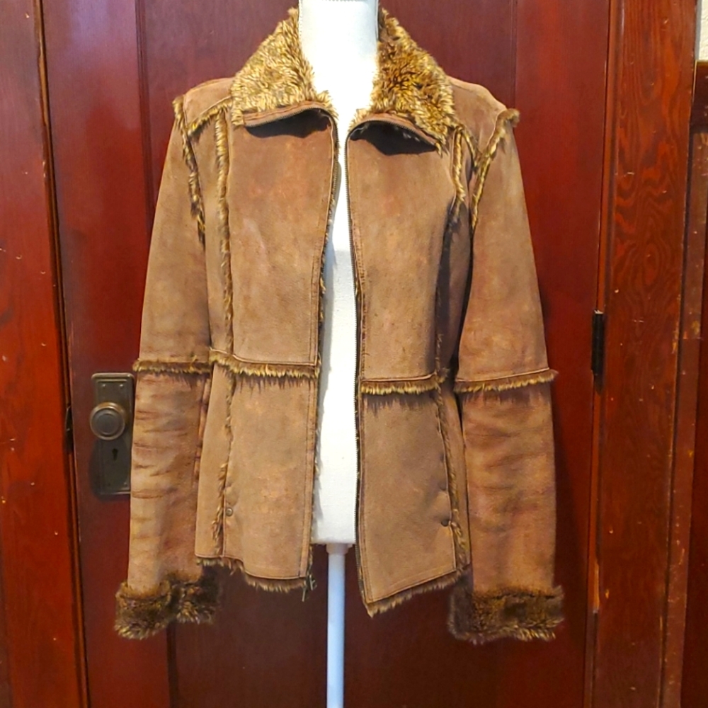 Vintage Guess Genuine Leather Coat Size L